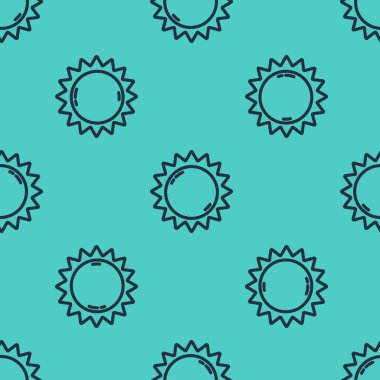 Siyah çizgi Sun simgesi yeşil arkaplanda izole edilmiş pürüzsüz desen. Yaz sembolü. Güneşli bir gün. Vektör İllüstrasyonu