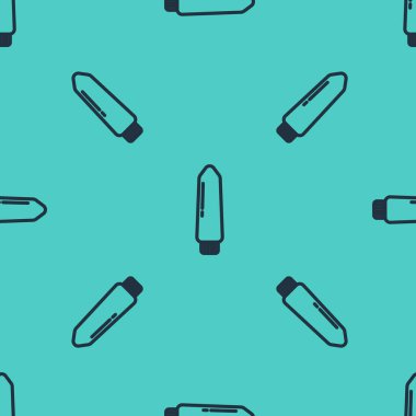 Black line Dildo vibrator for sex games icon isolated seamless pattern on green background. Sex toy for adult. Vaginal exercise machines for intimate. Vector Illustration
