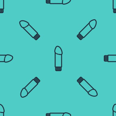 Black line Dildo vibrator for sex games icon isolated seamless pattern on green background. Sex toy for adult. Vaginal exercise machines for intimate. Vector Illustration