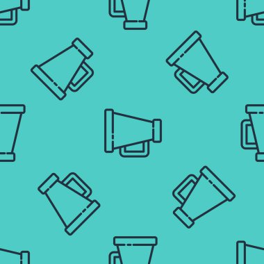 Siyah çizgi megafon simgesi yeşil arkaplandaki kusursuz deseni izole etti. Sözcü işareti. Vektör İllüstrasyonu