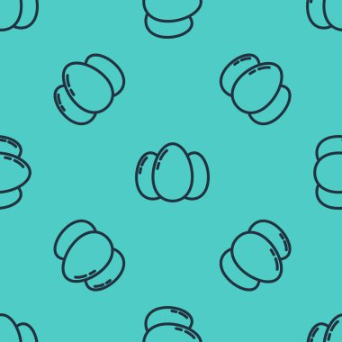 Siyah çizgi Paskalya yumurtaları ikonu yeşil arka planda izole edilmiş kusursuz desen. Mutlu Paskalyalar. Vektör İllüstrasyonu