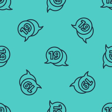 Mutlu paskalya ikonu ile siyah çizgi konuşma balonu yeşil arka planda izole edilmiş kusursuz desen. Vektör İllüstrasyonu