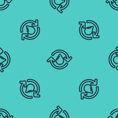 Siyah çizgi, temiz su simgesini yeşil arka planda izole edilmiş, pürüzsüz deseni geri dönüştür. İşaret geri dönüşümlü bir damla su. Vektör İllüstrasyonu