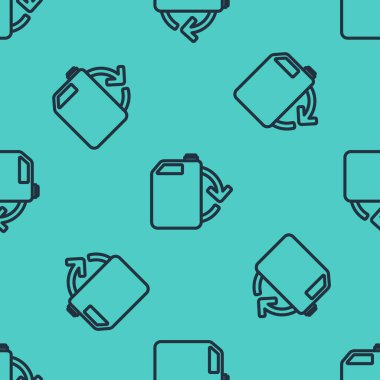 Siyah çizgi Eko yakıt kutusu ikonu yeşil arka planda izole edilmiş pürüzsüz desen. Çevre biyolojisi ve namlusu. Yeşil çevre ve geri dönüşüm. Vektör İllüstrasyonu