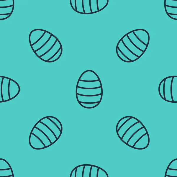 Icono de huevo de Pascua de línea negra aislado patrón sin costura sobre fondo verde. Feliz Pascua. Ilustración vectorial — Vector de stock