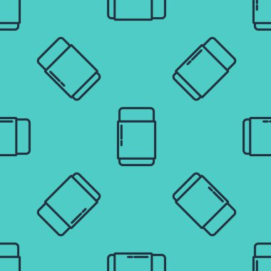 Siyah çizgi silgi ya da plastik ikon yeşil arka planda izole edilmiş pürüzsüz desen. Vektör İllüstrasyonu