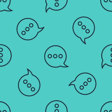 Siyah çizgi konuşma balonu sohbet simgesi yeşil arkaplanda izole edilmiş kusursuz desen. İleti simgesi. İletişim ya da yorum sohbet sembolü. Vektör İllüstrasyonu