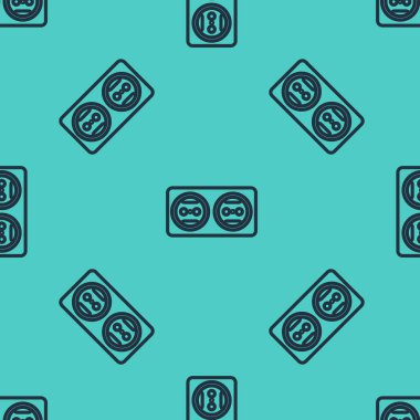 Siyah çizgi elektrik çıkış simgesi yeşil arkaplandaki pürüzsüz deseni izole etti. Elektrik prizi. Rosette sembolü. Vektör İllüstrasyonu