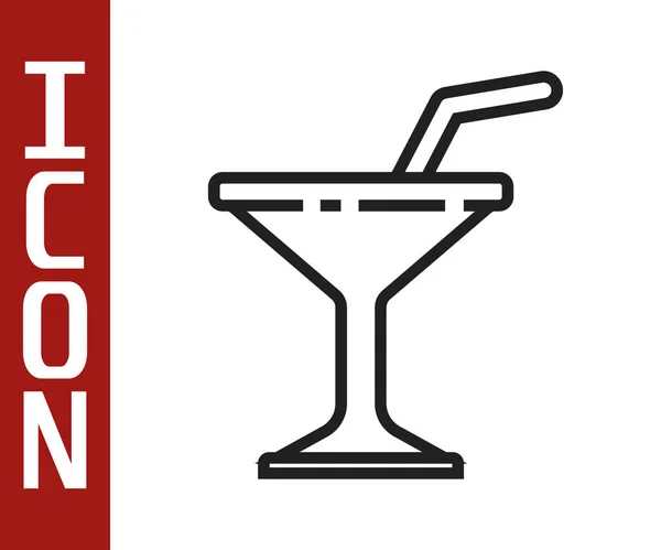 Schwarze Linie Martini Glas Symbol isoliert auf weißem Hintergrund. Cocktail-Symbol. Weinglas-Ikone. Vektorillustration — Stockvektor