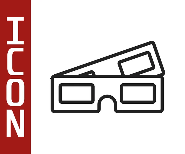 Icono de gafas de cine en 3D de línea negra aislado sobre fondo blanco. Ilustración vectorial — Archivo Imágenes Vectoriales