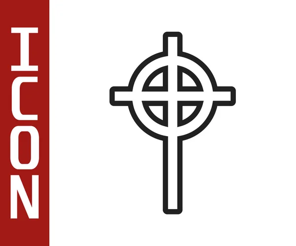Ligne noire icône croix chrétienne isolé sur fond blanc. Croix d'église. Illustration vectorielle — Image vectorielle