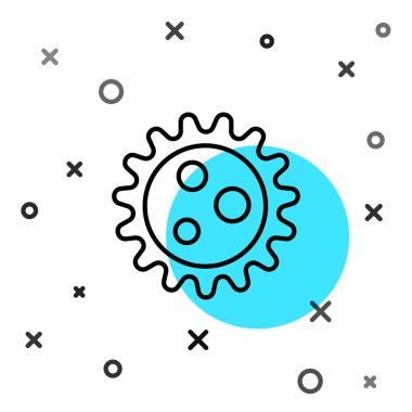 Siyah çizgi Virüs simgesi beyaz arkaplanda izole edildi. Corona virüsü 2019-nCoV. Bakteri ve mikroplar, hücre kanseri, mikrop, mantar. Rastgele dinamik şekiller. Vektör İllüstrasyonu
