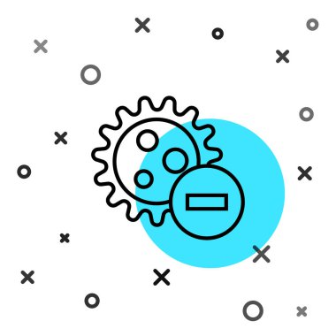 Siyah çizgi negatif virüs simgesi beyaz arkaplanda izole edildi. Corona virüsü 2019-nCoV. Bakteri ve mikroplar, hücre kanseri, mikrop, mantar. Rastgele dinamik şekiller. Vektör İllüstrasyonu