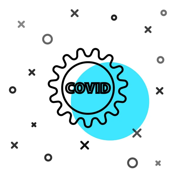 Černá čára Corona virus covid-19 ikona izolované na bílém pozadí. Bakterie a bakterie, rakovina buněk, mikrobi, houby. Náhodné dynamické tvary. Vektorová ilustrace — Stockový vektor