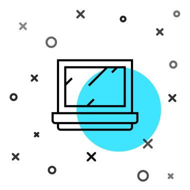 Siyah çizgi makyaj tozu ve beyaz arka planda izole edilmiş ayna simgesi. Rastgele dinamik şekiller. Vektör İllüstrasyonu