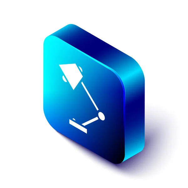 Isométrique icône lampe de table isolé sur fond blanc. Bouton carré bleu. Illustration vectorielle — Image vectorielle
