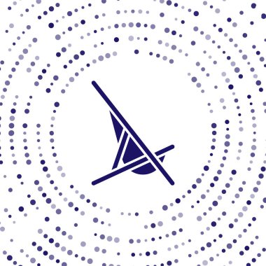 Mavi güneşli yatak simgesi beyaz arkaplanda izole edildi. Soyut çember rastgele noktalar. Vektör İllüstrasyonu