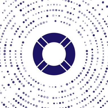 Mavi Lifebuoy simgesi beyaz arkaplanda izole edildi. Hayat kurtaran yüzen can simidi plaj için, kurtarma kemeri insanları kurtarmak için. Soyut çember rastgele noktalar. Vektör İllüstrasyonu