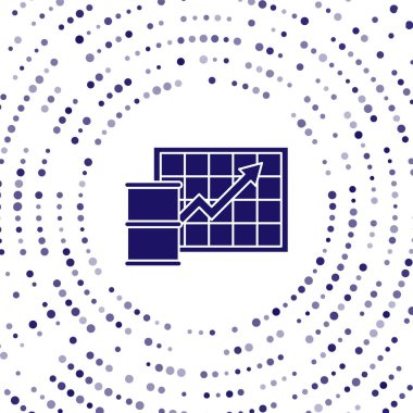 Mavi Yağ fiyat artışı simgesi beyaz arka planda izole edildi. Petrol endüstrisi krizi konsepti. Soyut çember rastgele noktalar. Vektör İllüstrasyonu