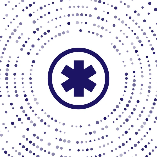 Μπλε Ιατρικό σύμβολο της έκτακτης ανάγκης - Star of Life εικόνα απομονώνονται σε λευκό φόντο. Αφηρημένες τυχαίες τελείες. Εικονογράφηση διανύσματος — Διανυσματικό Αρχείο
