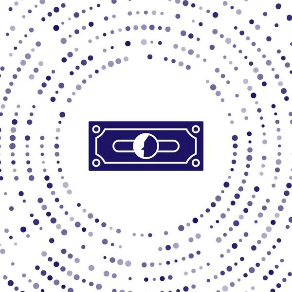 Blue Stacks papírové peníze peníze ikona izolované na bílém pozadí. Hromádky bankovek. Bilanční měna. Abstraktní kruh náhodných teček. Vektorová ilustrace — Stockový vektor