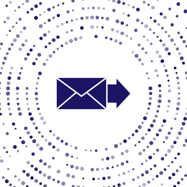 Icône de l'enveloppe bleue isolée sur fond blanc. Message électronique symbole de lettre. Cercle abstrait points aléatoires. Illustration vectorielle — Image vectorielle