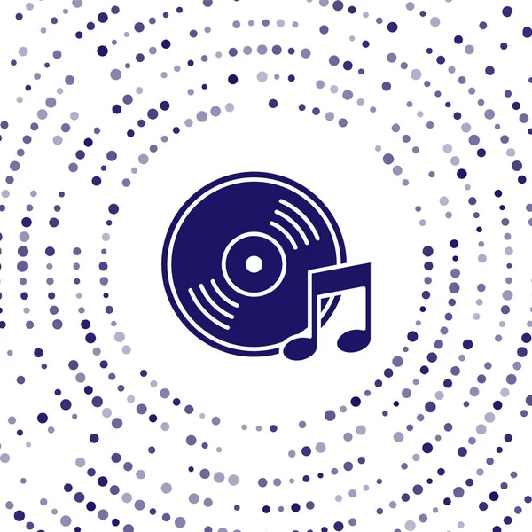 Icona disco in vinile blu isolato su sfondo bianco. Cerchi astratti puntini casuali. Illustrazione vettoriale — Vettoriale Stock