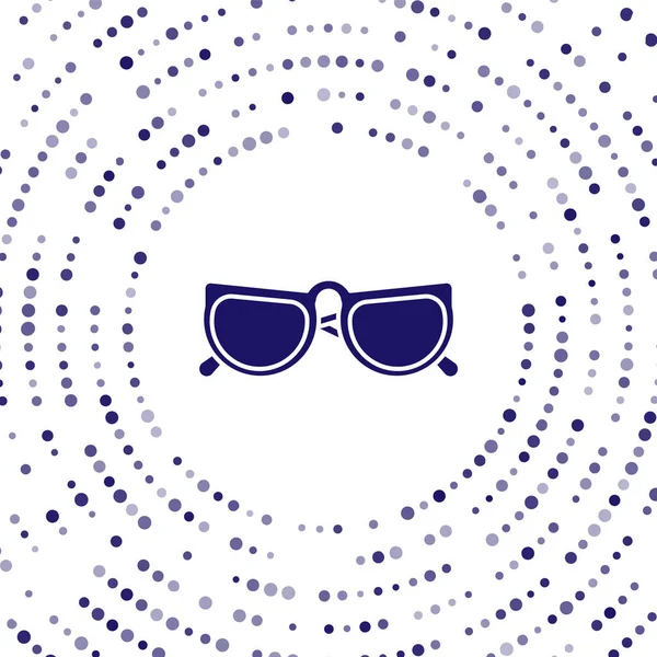 Icono de gafas azules aislado sobre fondo blanco. Símbolo de marco de gafas. Puntos aleatorios de círculo abstracto. Ilustración vectorial — Archivo Imágenes Vectoriales