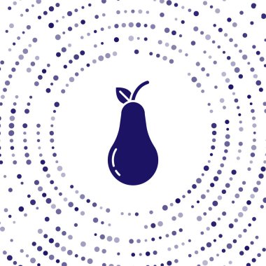 Mavi Armut simgesi beyaz arkaplanda izole edildi. Yaprak sembollü meyve. Soyut çember rastgele noktalar. Vektör İllüstrasyonu