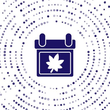 Sonbahar yaprakları simgesi beyaz arkaplanda izole edilmiş Mavi Takvim. Soyut çember rastgele noktalar. Vektör İllüstrasyonu