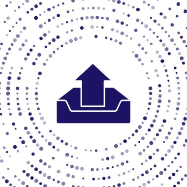 Mavi gelen kutusu simgesi beyaz arkaplanda izole edildi. Soyut çember rastgele noktalar. Vektör İllüstrasyonu