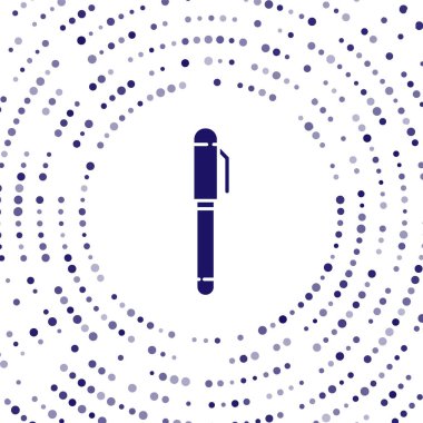 Mavi Kalem simgesi beyaz arkaplanda izole edildi. Soyut çember rastgele noktalar. Vektör İllüstrasyonu