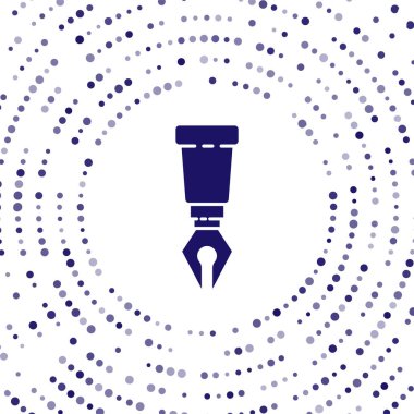 Mavi Çeşme kalem ucu simgesi beyaz arkaplanda izole edildi. Kalem aleti işareti. Soyut çember rastgele noktalar. Vektör İllüstrasyonu