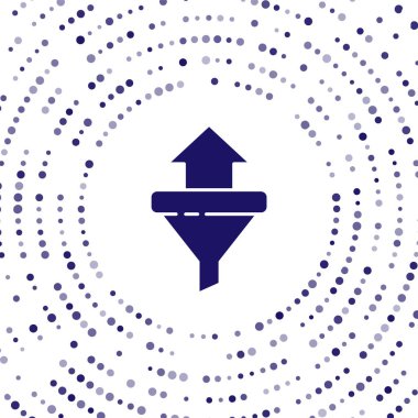 Mavi Satış hunisi beyaz arka planda izole edilmiş pazarlama ve girişim simgesi için oklarla dolu. Bilgi şablonu. Soyut çember rastgele noktalar. Vektör İllüstrasyonu