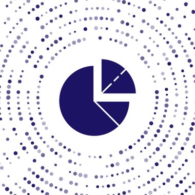 Mavi Pasta grafiği bilgi simgesi beyaz arkaplanda izole edildi. Diyagram çizelgesi. Soyut çember rastgele noktalar. Vektör İllüstrasyonu