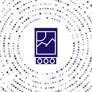 Mavi kibrit kutusu ve beyaz arkaplanda izole edilmiş kibrit kutusu. Soyut çember rastgele noktalar. Vektör İllüstrasyonu