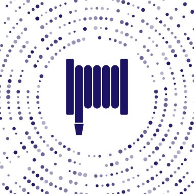 Mavi itfaiye hortumu ikonu beyaz arka planda izole edildi. Soyut çember rastgele noktalar. Vektör İllüstrasyonu