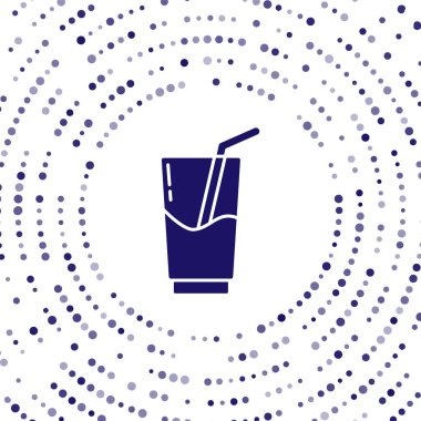 Mavi Kokteyl ve alkol ikonu beyaz arka planda izole edilmiş. Soyut çember rastgele noktalar. Vektör İllüstrasyonu