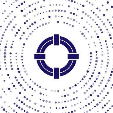 Mavi Lifebuoy simgesi beyaz arkaplanda izole edildi. Hayat kurtaran yüzen can simidi plaj için, kurtarma kemeri insanları kurtarmak için. Soyut çember rastgele noktalar. Vektör İllüstrasyonu