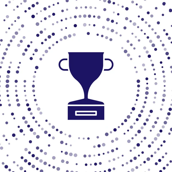 Icono de copa de premio azul aislado sobre fondo blanco. Símbolo del trofeo ganador. Campeonato o trofeo de competición. Señal de logro deportivo. Puntos aleatorios de círculo abstracto. Ilustración vectorial — Vector de stock