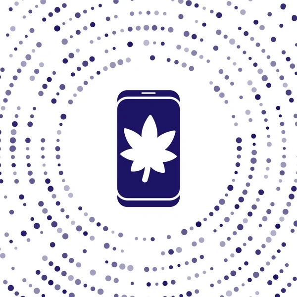 Hoja azul en el icono de la pantalla del teléfono móvil aislado sobre fondo blanco. Puntos aleatorios de círculo abstracto. Ilustración vectorial — Archivo Imágenes Vectoriales