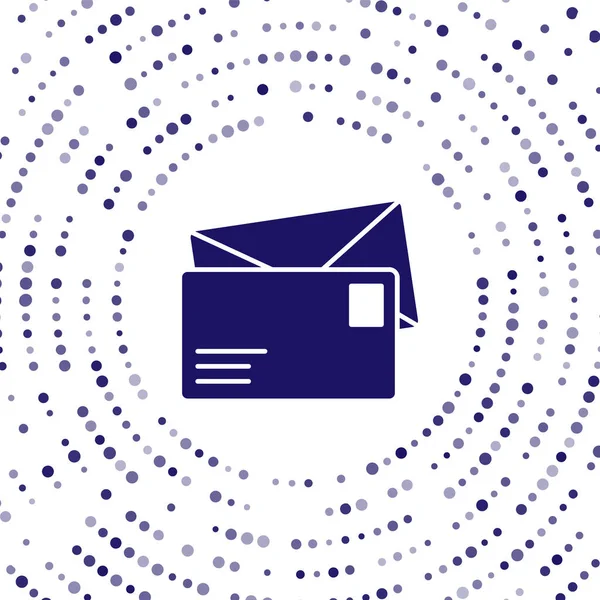 Ícone de envelope azul isolado no fundo branco. Símbolo da letra da mensagem de email. Pontos aleatórios de círculo abstrato. Ilustração vetorial — Vetor de Stock