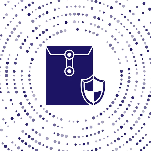 Kék boríték pajzs ikon elszigetelt fehér alapon. Biztosítási koncepció. Biztonság, biztonság, védelem, védelem. Absztrakt kör véletlenszerű pontok. Vektorillusztráció — Stock Vector