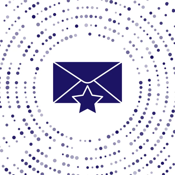 Envelope azul com ícone de estrela isolado no fundo branco. Email importante, adicione ao ícone favorito. Correio de mensagens estrelado. Pontos aleatórios de círculo abstrato. Ilustração vetorial — Vetor de Stock