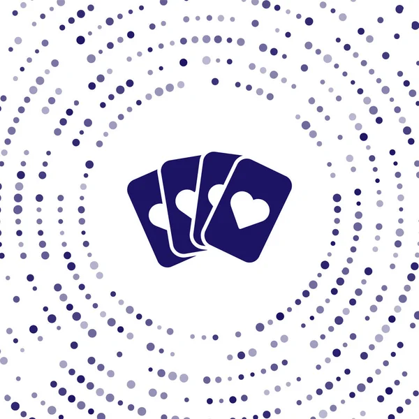 蓝色的扑克牌图标在白色背景上被隔离。赌场赌博。文摘:随机圆点.病媒图解 — 图库矢量图片