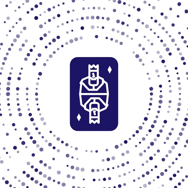 Blue King hrací karta s diamanty symbol ikony izolované na bílém pozadí. Hazard v kasinu. Abstraktní kruh náhodných teček. Vektorová ilustrace — Stockový vektor