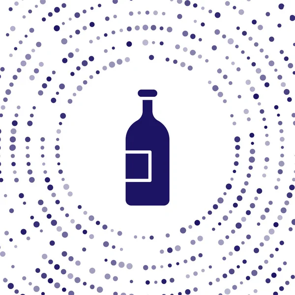 Azul Bebida alcohólica icono de la botella aislado sobre fondo blanco. Puntos aleatorios de círculo abstracto. Ilustración vectorial — Vector de stock