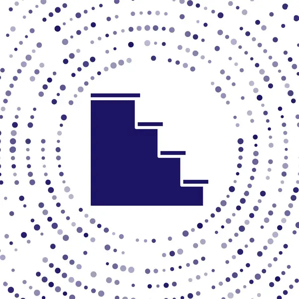 Ícone de escada azul isolado no fundo branco. Pontos aleatórios de círculo abstrato. Ilustração vetorial — Vetor de Stock
