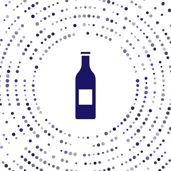 Ícone de garrafa de cerveja azul isolado no fundo branco. Pontos aleatórios de círculo abstrato. Ilustração vetorial — Vetor de Stock