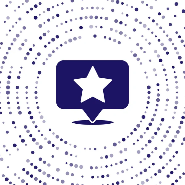 Blauer Kartenzeiger mit Sternsymbol auf weißem Hintergrund. Star Lieblings-Pin-Map-Symbol. Kartenmarkierungen. Abstrakte Kreis zufällige Punkte. Vektorillustration — Stockvektor